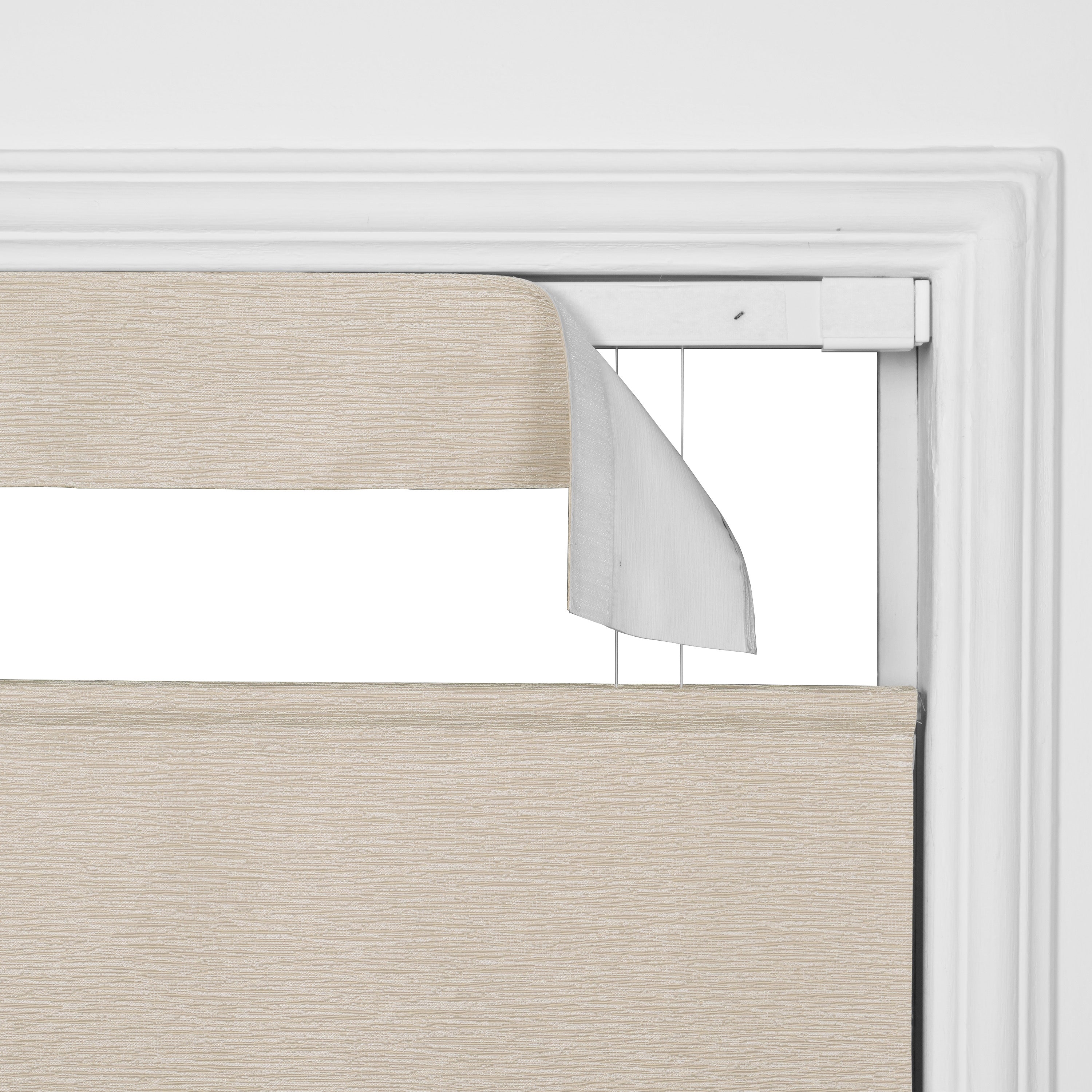 Sulugood No Drill Vertical Stripe Coated Linen Cordless TDBU Roman Shades
