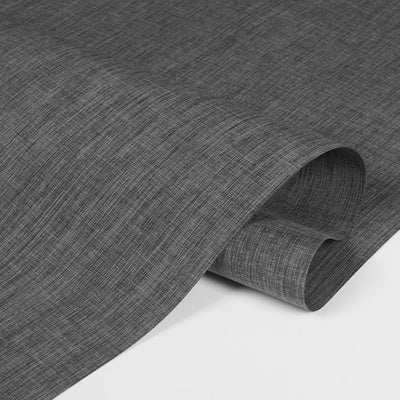 Sulugood No Drill Linen Fabric Cordless Blackout Roman Shades textured gray fabric close-up, showcasing elegant design.