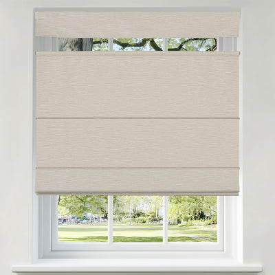 Sulugood No Drill Vertical Stripe Coated Linen Cordless TDBU Roman Shades