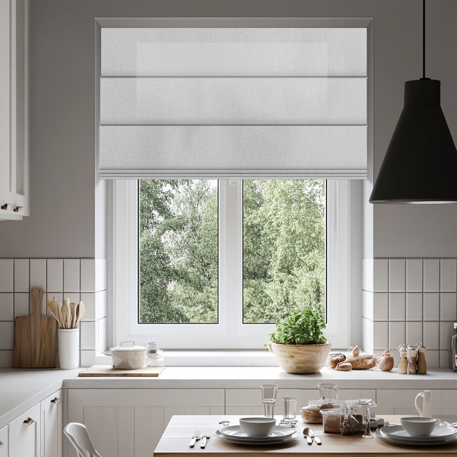 Sulugood Classic Cordless 50% Light Filtering Fabrics Roman Shades