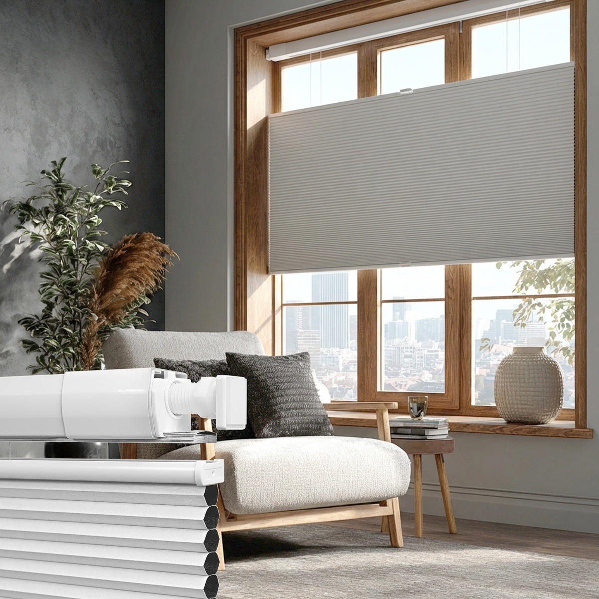 Sulugood No Drill Cordless Top-Down Bottom-Up Easy Install Cellular Shades