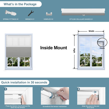 Sulugood No drill Cordless Light-controlling Day and Night Cellular Shade