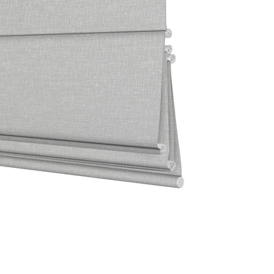 Sulugood  Fabric Samples Iron Beaded Roman Shade in light gray fabric, showcasing sleek design and elegance.