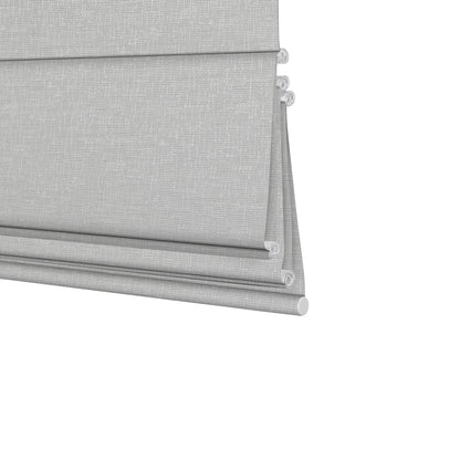 Sulugood  Fabric Samples Iron Beaded Roman Shade in light gray fabric, showcasing sleek design and elegance.