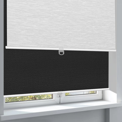 Sulugood Dual Cordless Light Filtering Jacquard and Blackout Fabric Roller Shades