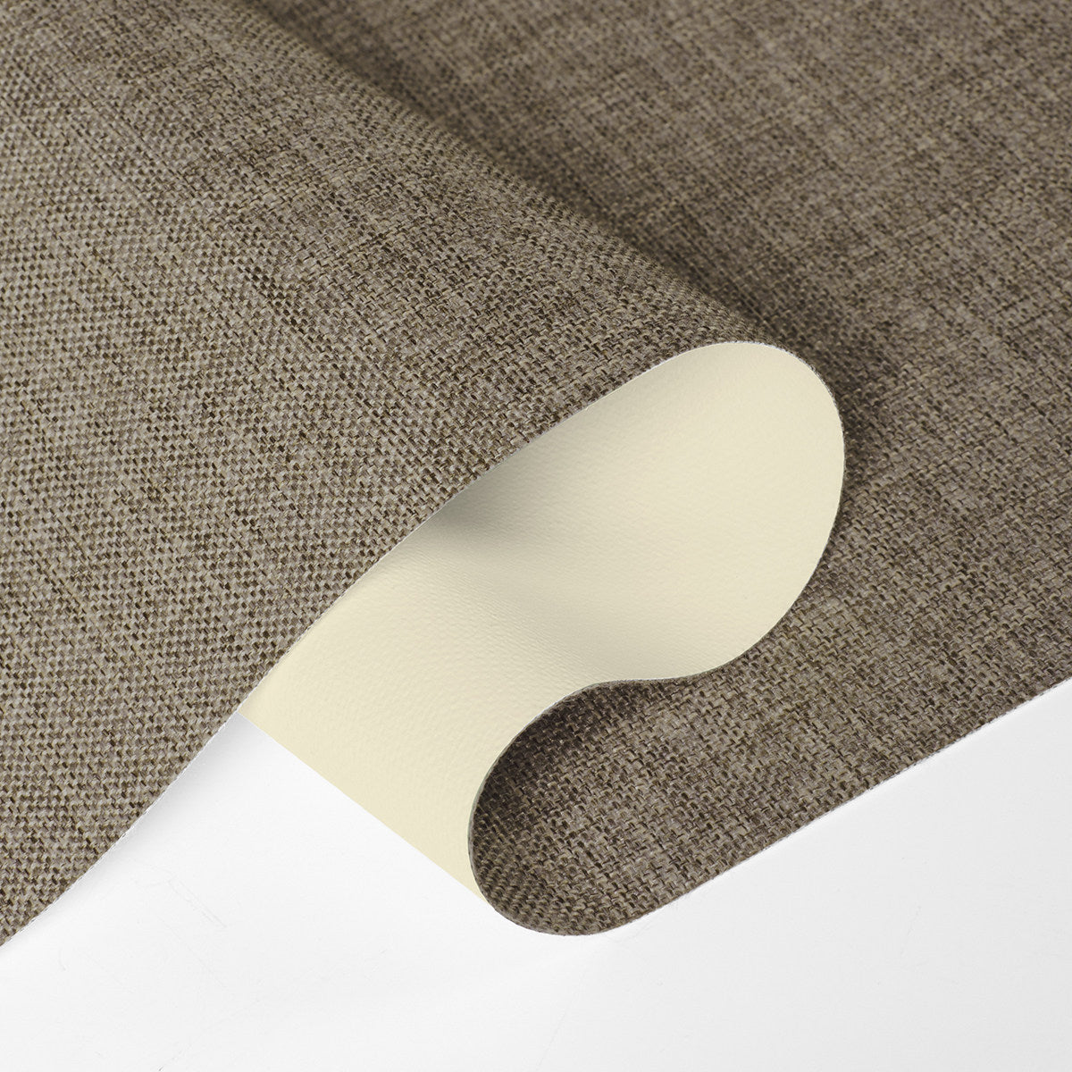 Close-up of Sulugood Hand-Held Linen-Wrapped Cassette Valance Roller Shades fabric showcasing modern texture.