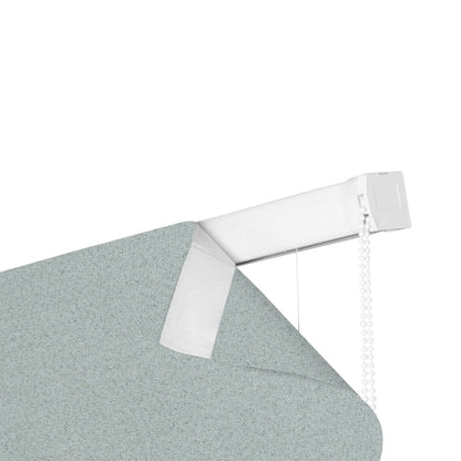 Sulugood Fabric Samples Iron Beaded Roman Shade detail showing the top mechanism and fabric texture.