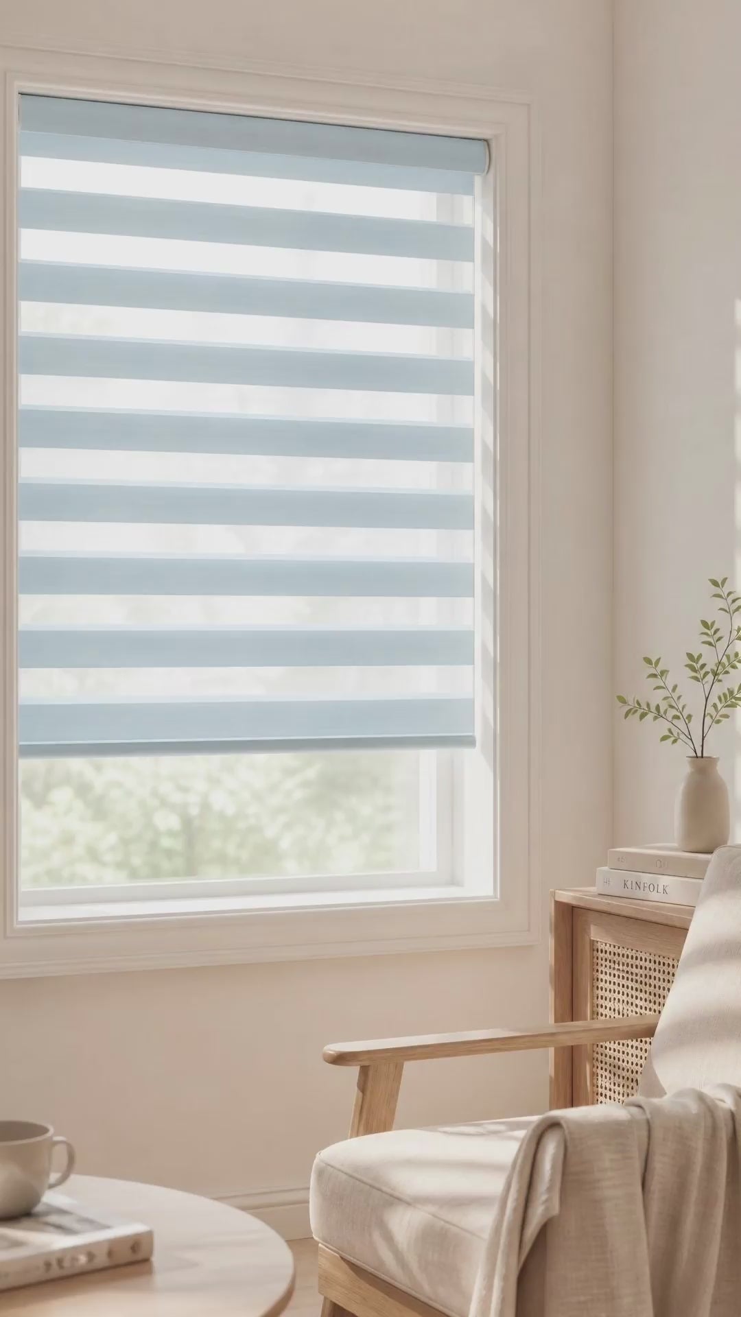 Sulugood No Drill Zebra Blinds Dual Layer Light Control Shades