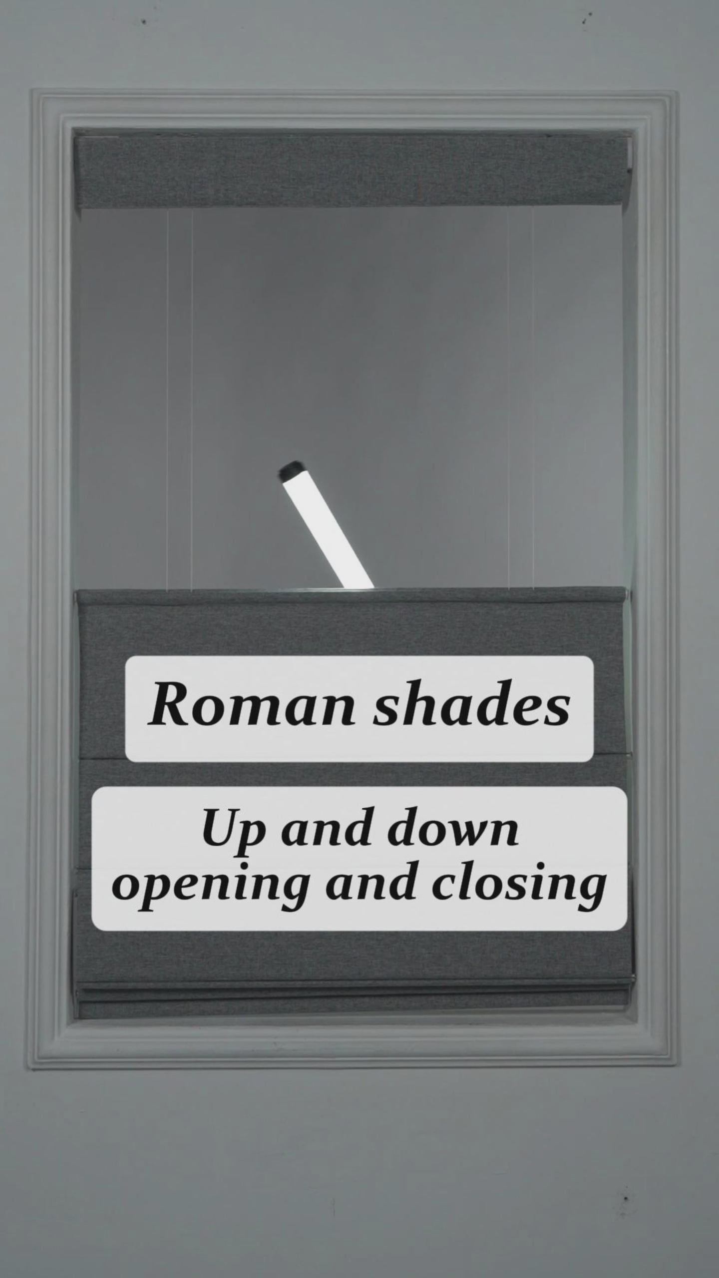 Load video: Sulugood No Drill Double Sided Linen Blackout Top Down and Bottom Up Roman Shades in action, showcasing up and down functionality.