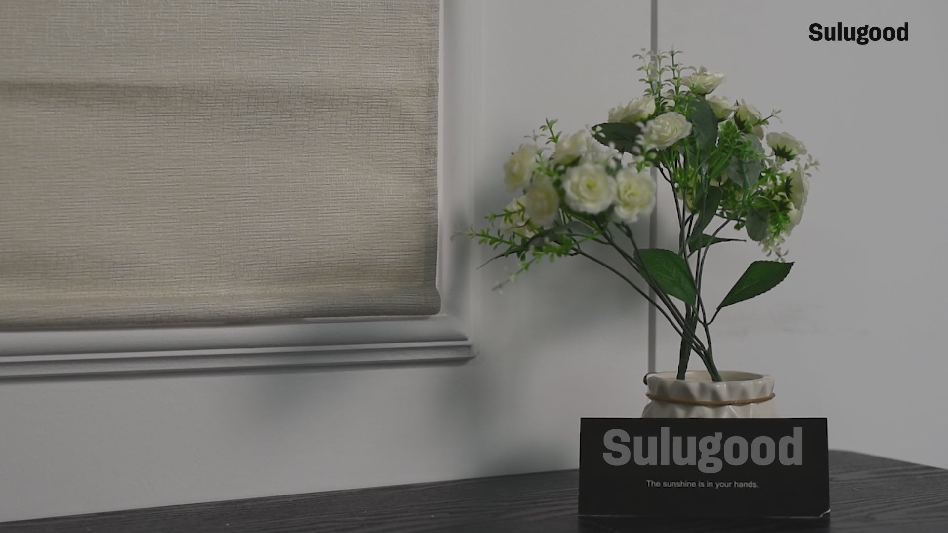 Load video: Sulugood No Drill Cordless Roman Shades Easy Installation for Windows